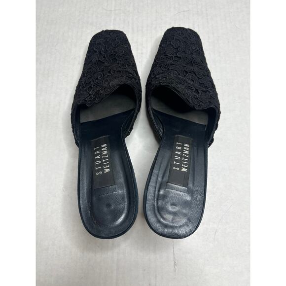 Stuart Weitzman Designer Black Lace Coquette Grunge Glam Mule Heels 6.5 - Picture 5 of 7